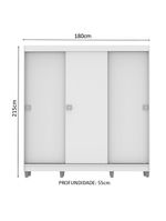 Guarda-Roupa Napoli 3 Portas de Correr 8 Pés Branco Madesa