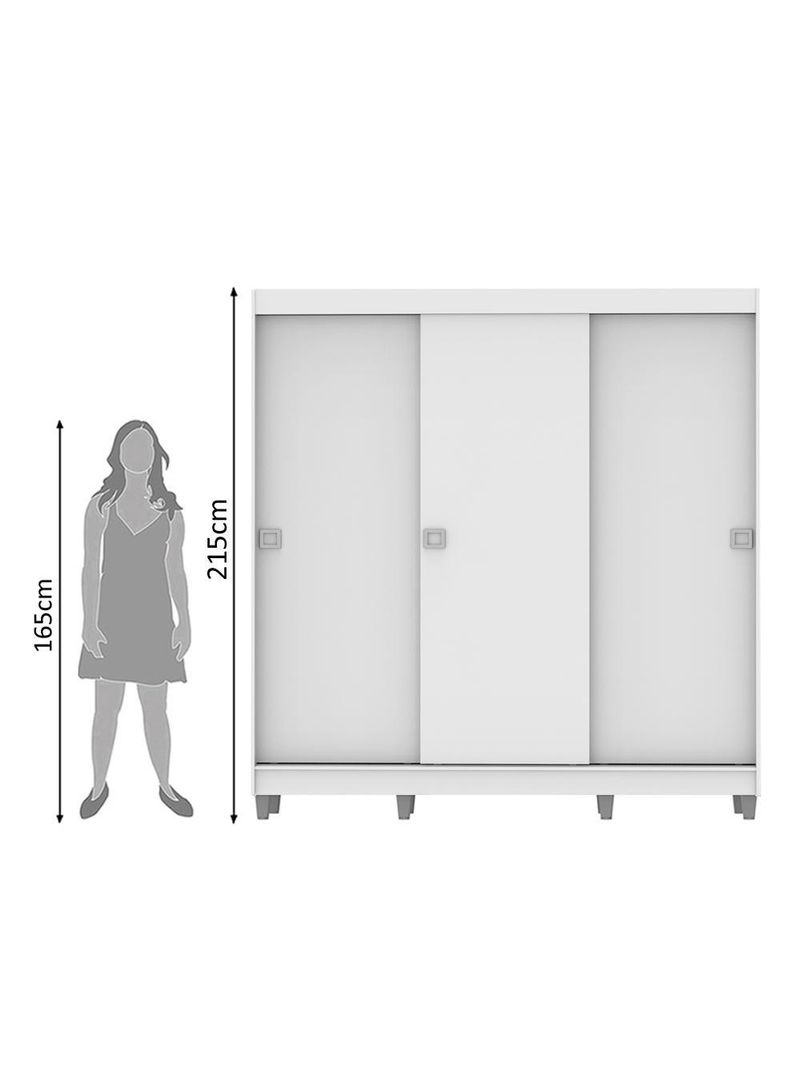 Guarda-Roupa Napoli 3 Portas de Correr 8 Pés Branco Madesa