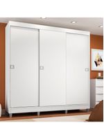 Guarda-Roupa Napoli 3 Portas de Correr 8 Pés Branco Madesa