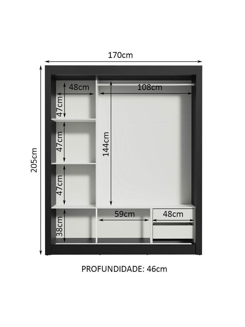 Guarda Roupa 3 Portas de Correr com Espelho 2 Gavetas Madesa
