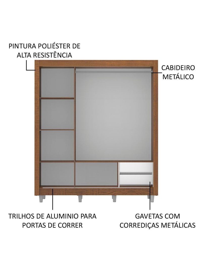Guarda Roupa Casal Lyon 3 Portas se Correr Madesa