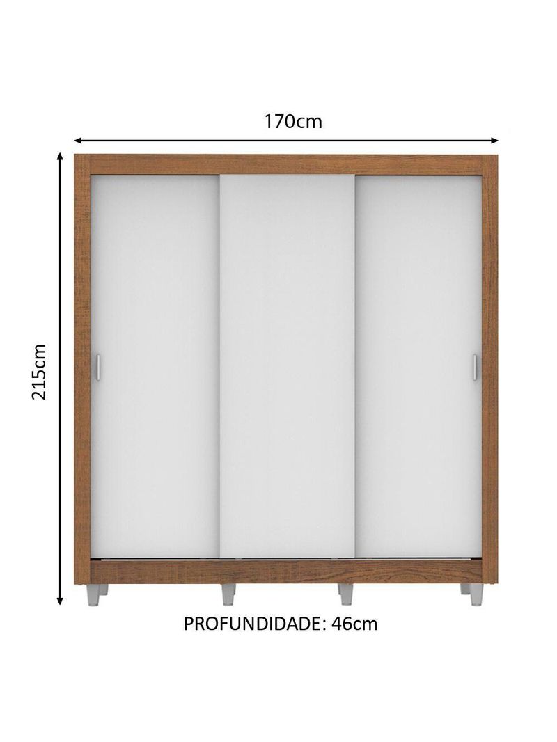 Guarda Roupa Casal Lyon 3 Portas se Correr Madesa