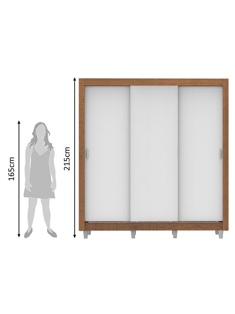 Guarda Roupa Casal Lyon 3 Portas se Correr Madesa