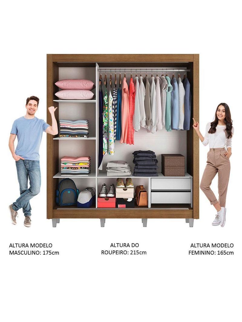 Guarda Roupa Casal Lyon 3 Portas se Correr Madesa