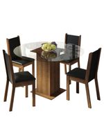 Conj Mesa Tampo De Vidro 4 Cadeiras Rustic/Preto