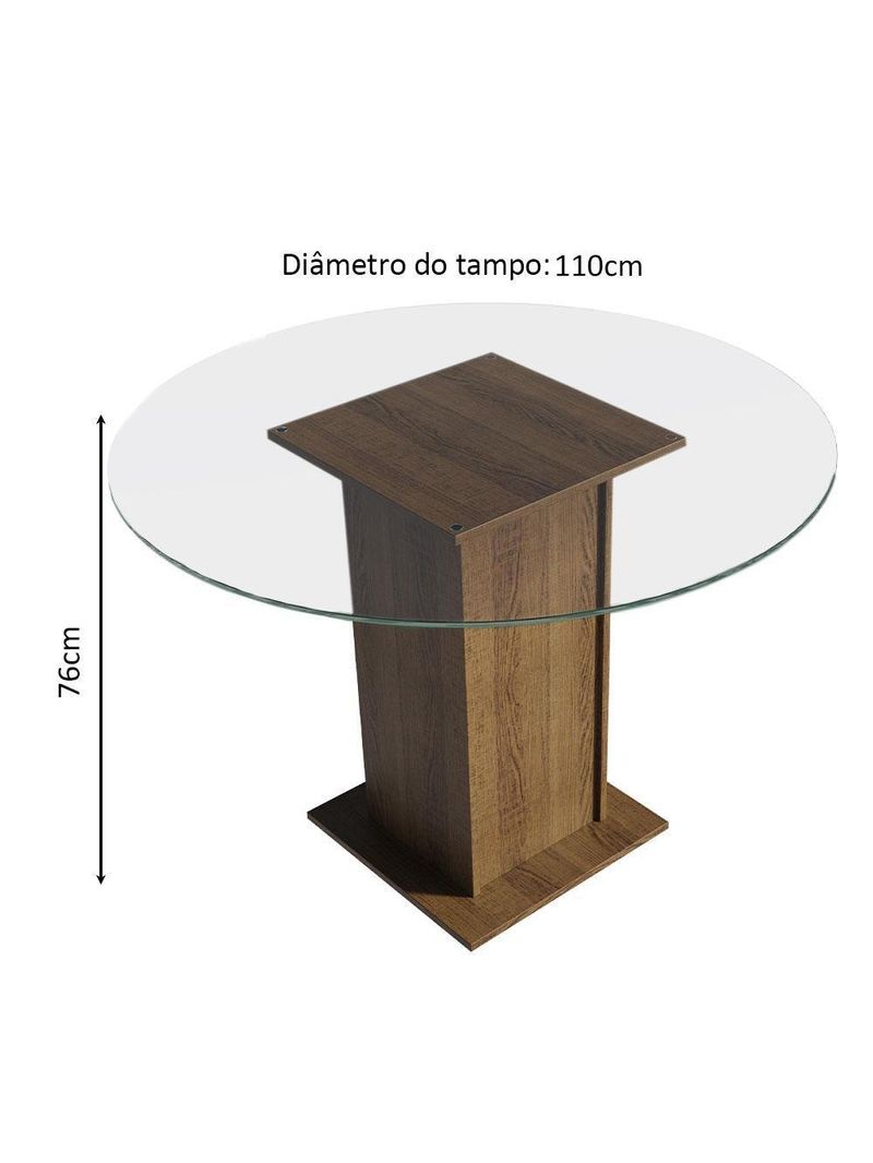 Conj Mesa Tampo De Vidro 4 Cadeiras Rustic/Preto
