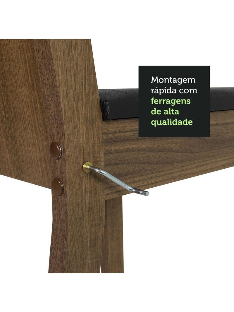 Conj Mesa Tampo De Vidro 4 Cadeiras Rustic/Preto