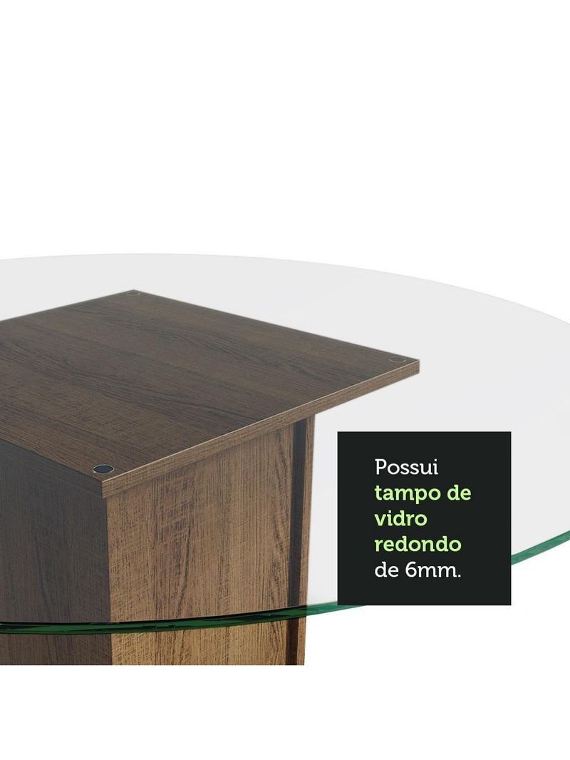 Conj Mesa Tampo De Vidro 4 Cadeiras Rustic/Preto
