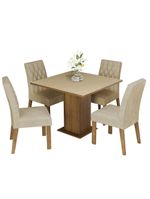 Conjunto Sala de Jantar Mesa Tampo de Madeira 4 Cadeiras Livia Rustic/Crema/Imperial - Madesa