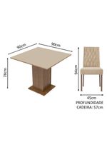 Conjunto Sala de Jantar Mesa Tampo de Madeira 4 Cadeiras Livia Rustic/Crema/Imperial - Madesa