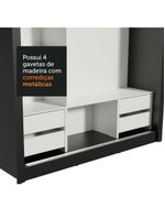 Guarda Roupa Casal 3 Portas De Correr De Espelho Preto