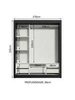 Guarda Roupa Casal 3 Portas De Correr De Espelho Preto