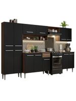 Armário De Cozinha Completa Madesa Emilly 293001 Com Balcão E Paneleiro Rustic/Preto