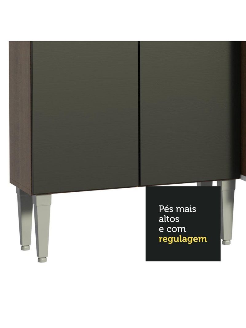 Armário De Cozinha Completa Madesa Emilly 293001 Com Balcão E Paneleiro Rustic/Preto