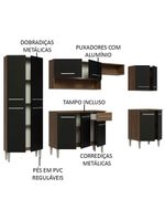 Armário De Cozinha Completa Madesa Emilly 293001 Com Balcão E Paneleiro Rustic/Preto