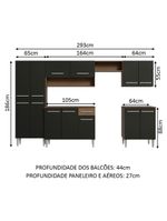 Armário De Cozinha Completa Madesa Emilly 293001 Com Balcão E Paneleiro Rustic/Preto