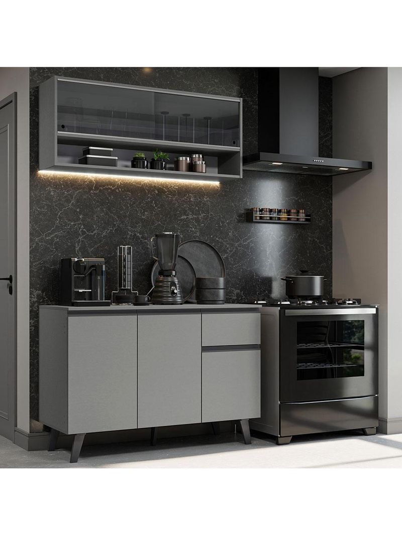 Armário de Cozinha Compacta 120 cm – Cinza – Nice Madesa 01