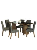 Conjunto Sala Jantar Mesa Vidro 6 Cadeiras Rustic-preto