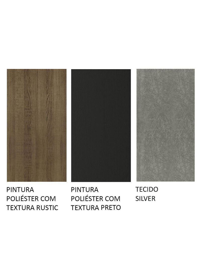 Conjunto Sala Jantar Mesa Vidro 6 Cadeiras Rustic-preto
