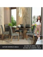 Conjunto Sala Jantar Mesa Vidro 6 Cadeiras Rustic-preto