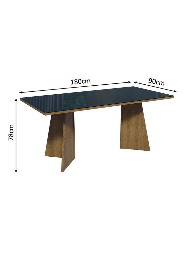 Conjunto Sala Jantar Mesa Vidro 6 Cadeiras Rustic-preto