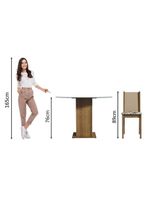 Conj Mesa Tampo De Vidro 4 Cadeiras Rustic/Crema/hibiscos