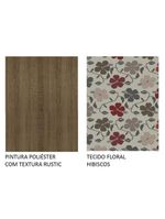 Conj Mesa Tampo De Vidro 4 Cadeiras Rustic/Crema/hibiscos