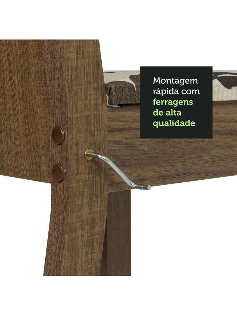 Conj Mesa Tampo De Vidro 4 Cadeiras Rustic/Crema/hibiscos