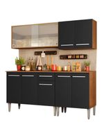Armário de Cozinha Emilly Box com Balcão e Aéreo Vidro Preto