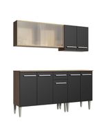 Armário de Cozinha Emilly Box com Balcão e Aéreo Vidro Preto