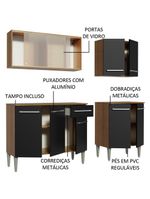 Armário de Cozinha Emilly Box com Balcão e Aéreo Vidro Preto