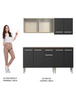 Armário de Cozinha Emilly Box com Balcão e Aéreo Vidro Preto