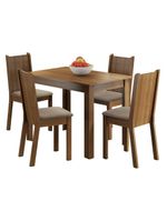 Conjunto Sala Jantar Mesa Tampo Madeira 4 Cadeiras Madesa
