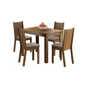 Conjunto Sala Jantar Mesa Tampo Madeira 4 Cadeiras Madesa