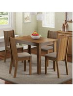 Conjunto Sala Jantar Mesa Tampo Madeira 4 Cadeiras Madesa
