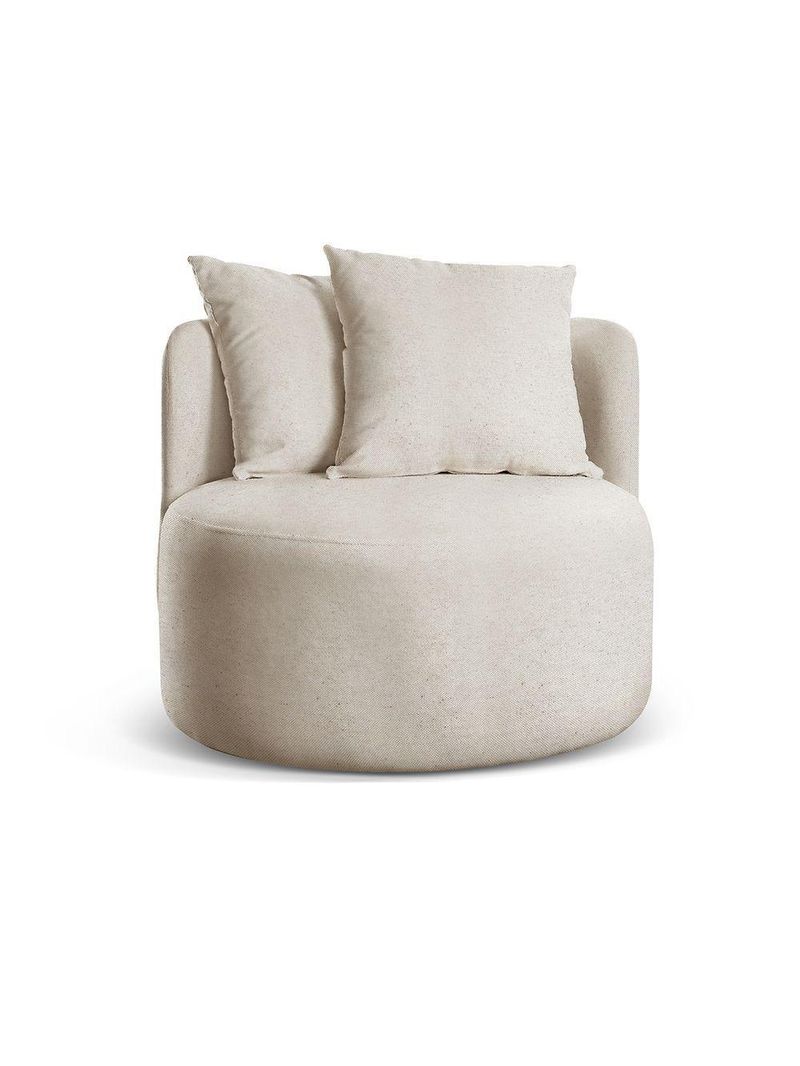 Poltrona Redonda Orgânica Moon linho Nude 100