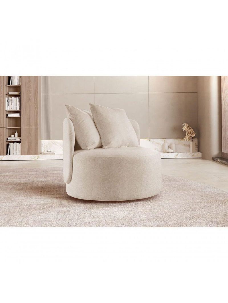 Poltrona Redonda Orgânica Moon linho Nude 100