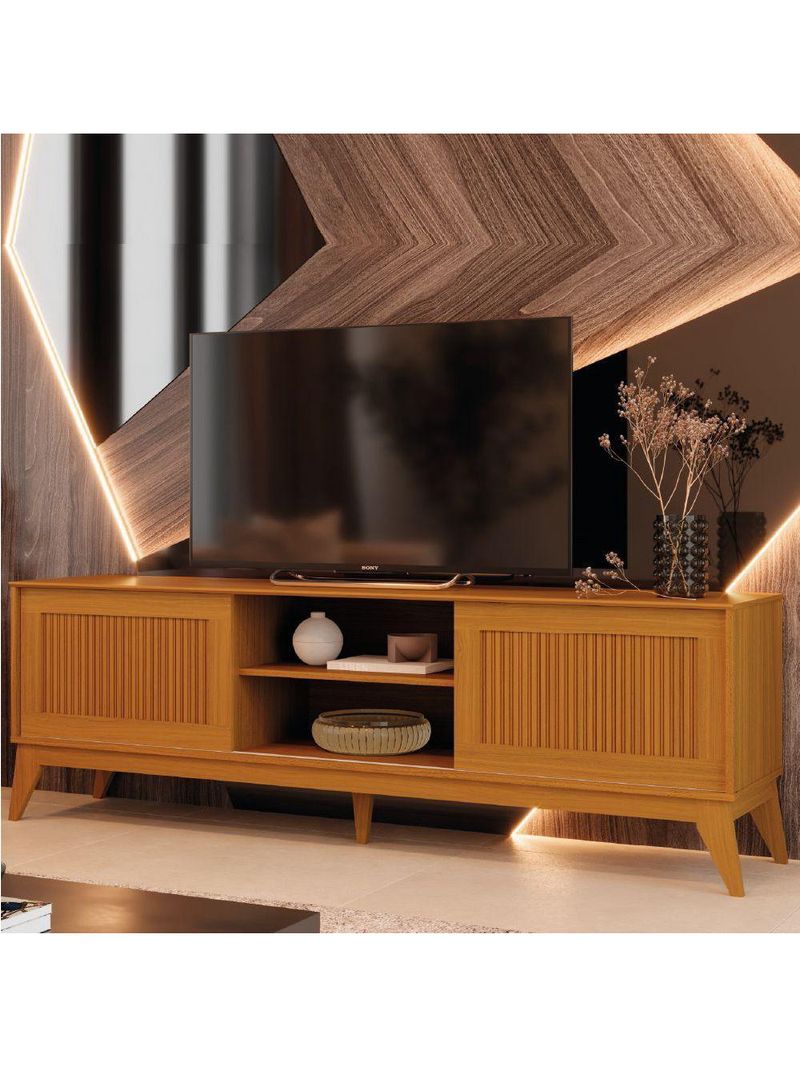 Rack Bancada Para Tv Até 65 Polegadas Ripado Cedro King