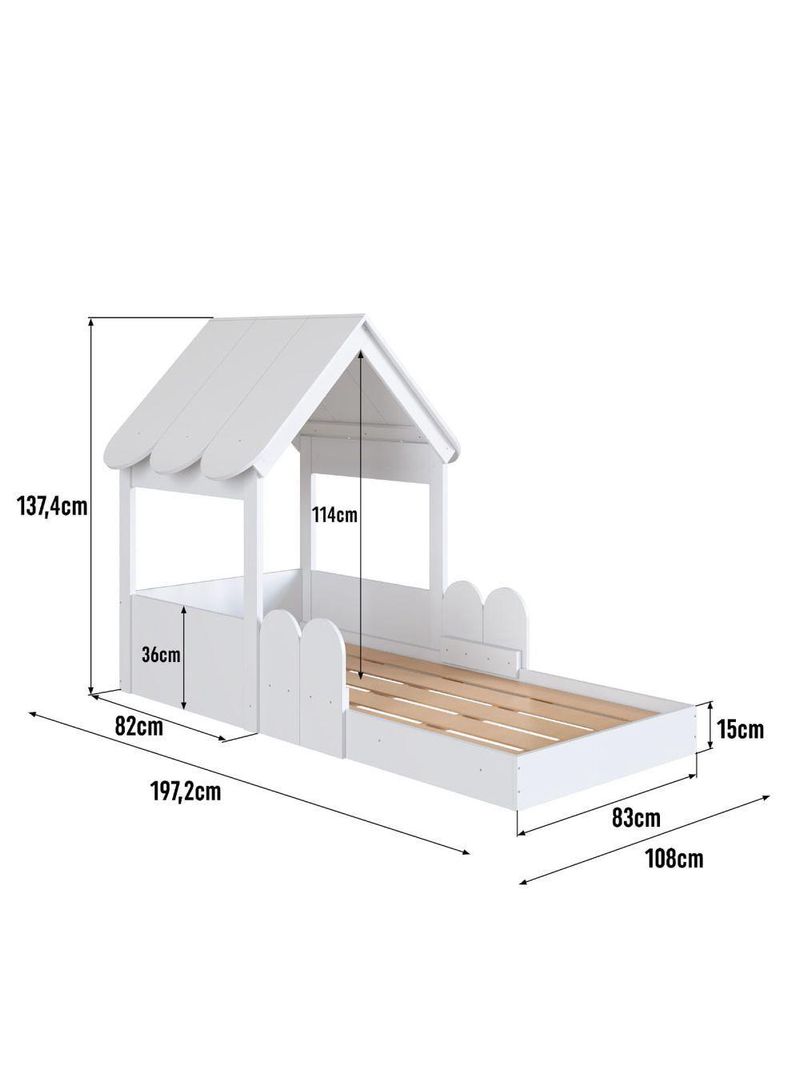 Cama Infantil Montessoriana Casinha Branca Completa