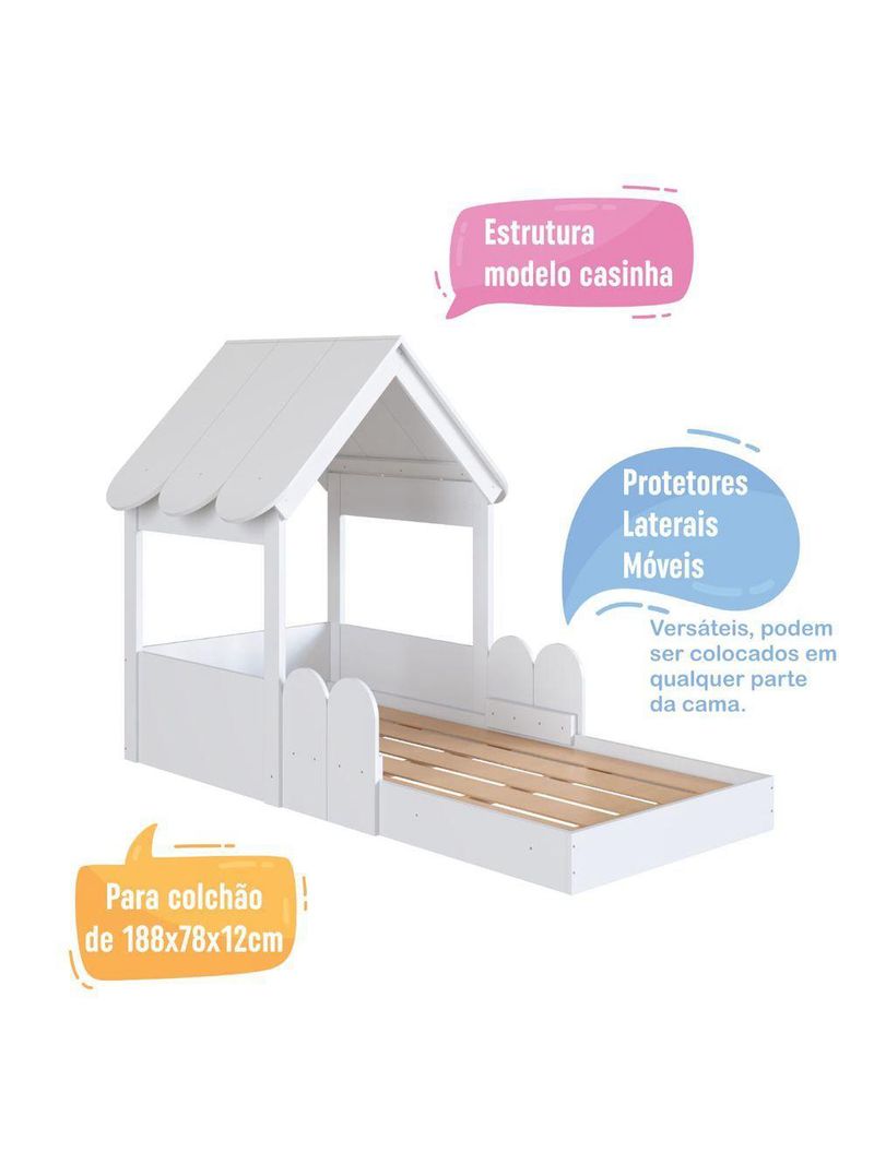 Cama Infantil Montessoriana Casinha Branca Completa