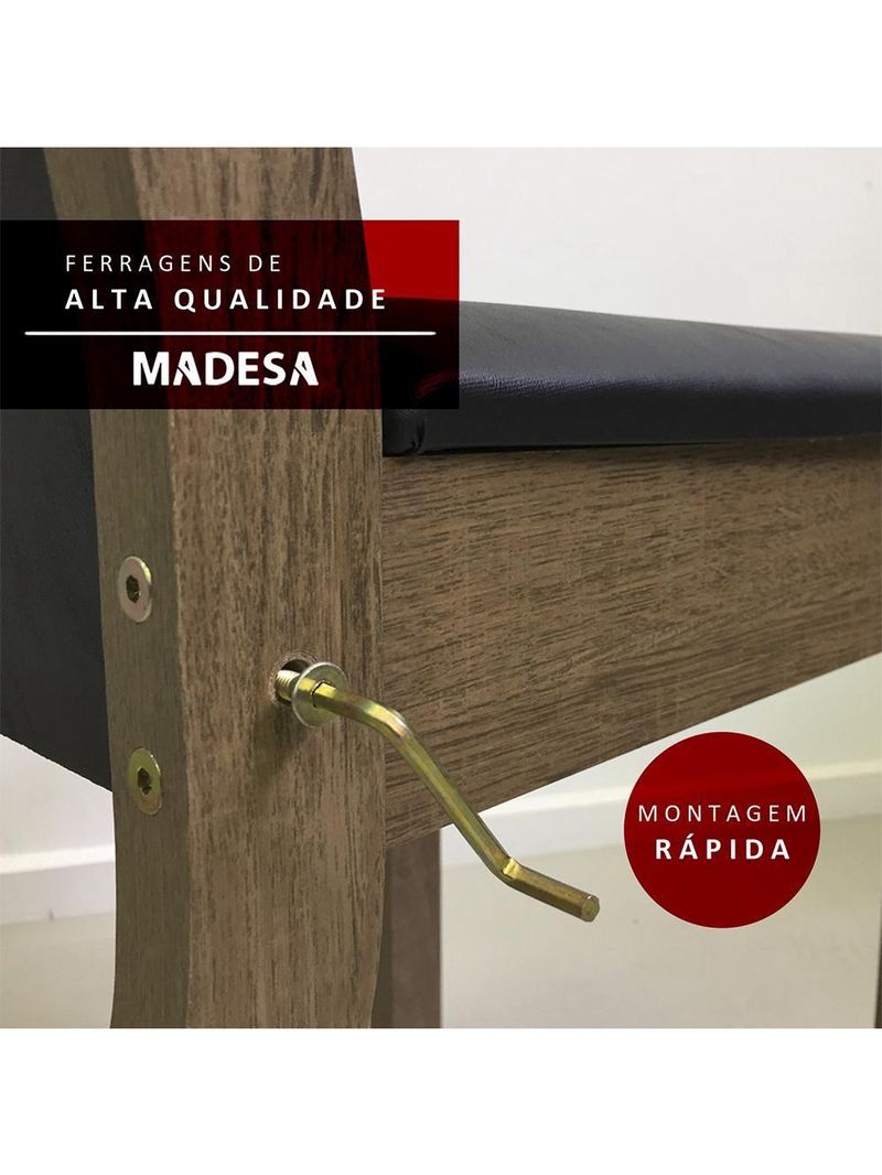 Conjunto Sala de Jantar Madesa Luana Mesa Tampo de Madeira com 4 Cadeiras – Rustic/Bege Marrom