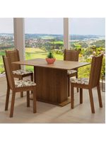 Conjunto Sala de Jantar Madesa Luana Mesa Tampo de Madeira com 4 Cadeiras – Rustic/Bege Marrom