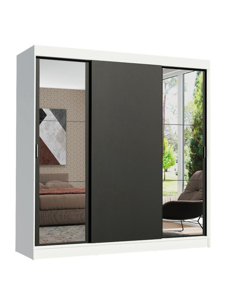 Guarda-roupa Casal Reno 3 Portas de Correr Espelhos Madesa