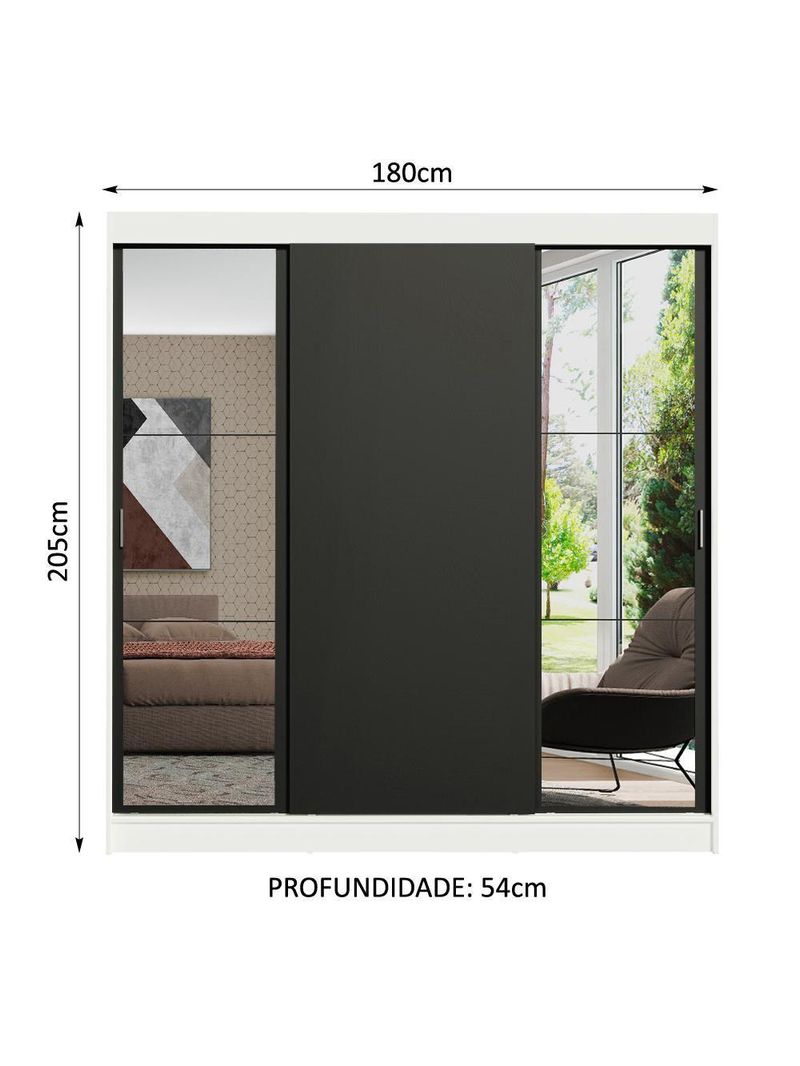 Guarda-roupa Casal Reno 3 Portas de Correr Espelhos Madesa