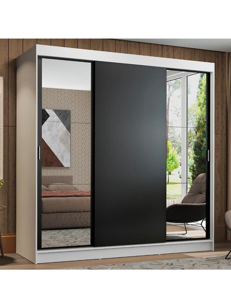 Guarda-roupa Casal Reno 3 Portas de Correr Espelhos Madesa