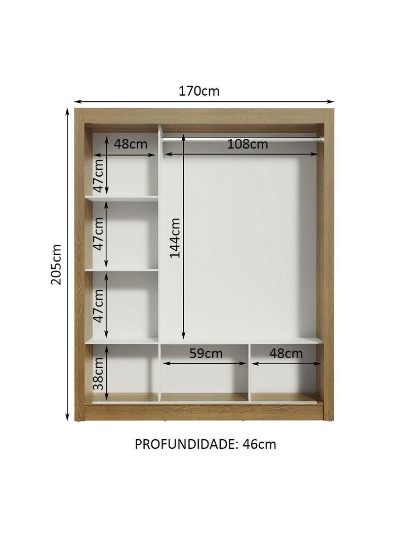 Guarda-roupa Casal 3 Portas Com Espelhos Rustic/Cinza