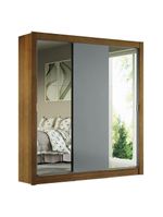 Guarda-roupa Casal 3 Portas Com Espelhos Rustic/Cinza