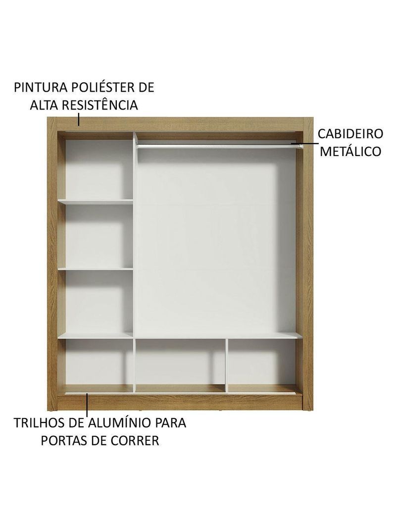 Guarda-roupa Casal 3 Portas Com Espelhos Rustic/Cinza