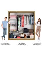 Guarda-roupa Casal 3 Portas Com Espelhos Rustic/Cinza