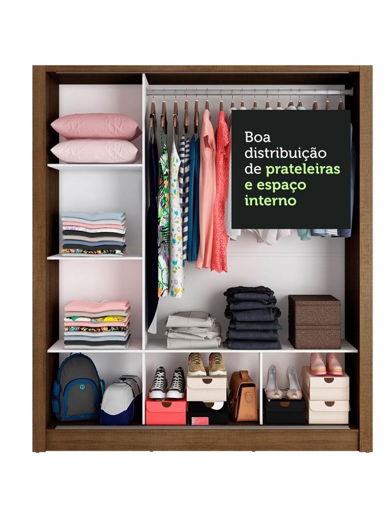 Guarda-roupa Casal 3 Portas Com Espelhos Rustic/Cinza